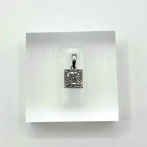 Natural Diamond Square Silver Pendant